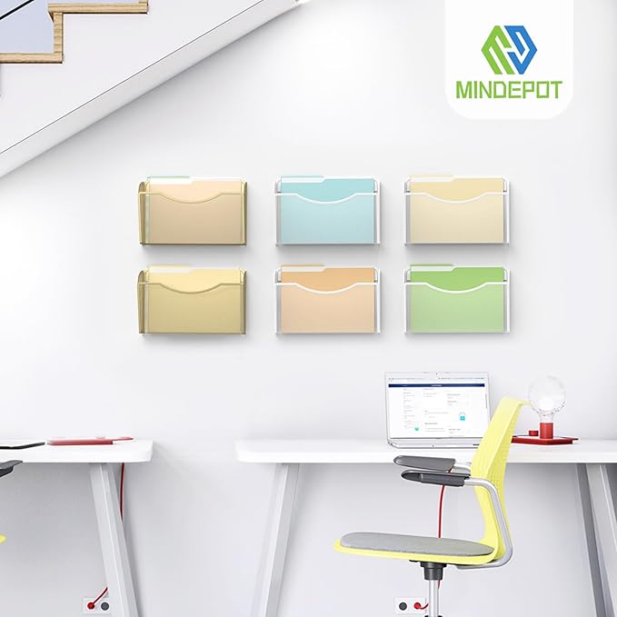 MINDEPOT Wall File Organizer,Hanging Wall Mounted File Folder Binder Holder Mail Organizer for Office,Home and School Supplies