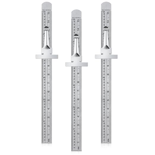 3 Pieces 6 Inch 15 cm Pocket Ruler Flexible Precision Stainless Steel Ruler with Detachable Clips Stainless Steel Pocket Clip Scale Gauge Metric British System