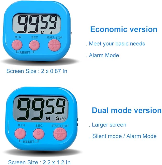 Timers for Classroom,BESTWYA Magnetic Timer with Loud/Silent Switch Big LCD Screen Count Up and Down Function 3 Big Buttons for Break Time, Cooking, Gym, Meeting, Classroom (6, 6 Colors)