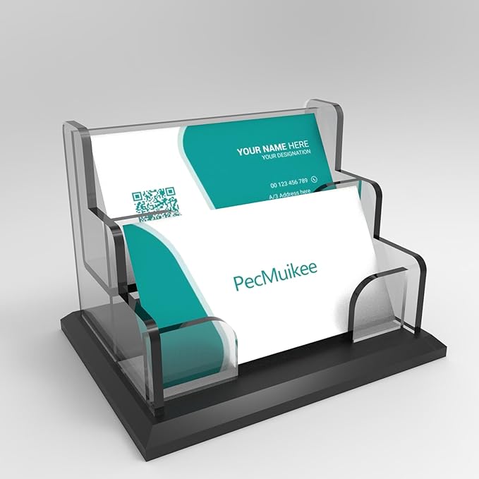 PecMuikee Business Card Holder for Desk，Acrylic Business Card Display Stand,Multiple Business Card Holders for Office, Exhibition, Home, Restaurant 2 Slot 1pcs Tier