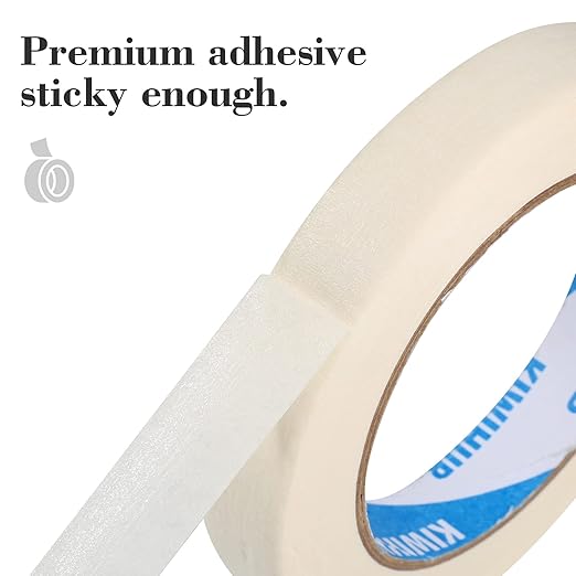KIWIHUB White Painters Tape,1" x 60 Yards x 5 Rolls (300 Yards Total) - Medium Adhesive Masking Tape for Painting,Labeling,DIY Crafting,Decoration and School Projects