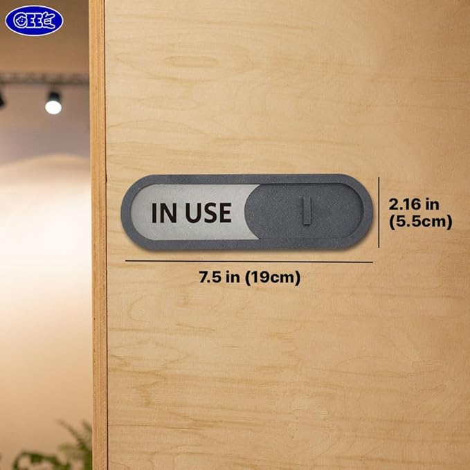 GEEKBEAR In Use Available Slider Door Sign for Home Office - Premium MDF, 7.5 x 2.2 in (Brown)