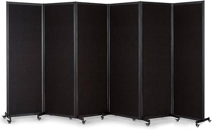 Strongbird Room Partition,Office Divider,Portable Commercial Screen Dividers,Privacy Partition Separator,Classroom School Dividers, 12'7"L* 6'7"H,6 Panel,Black
