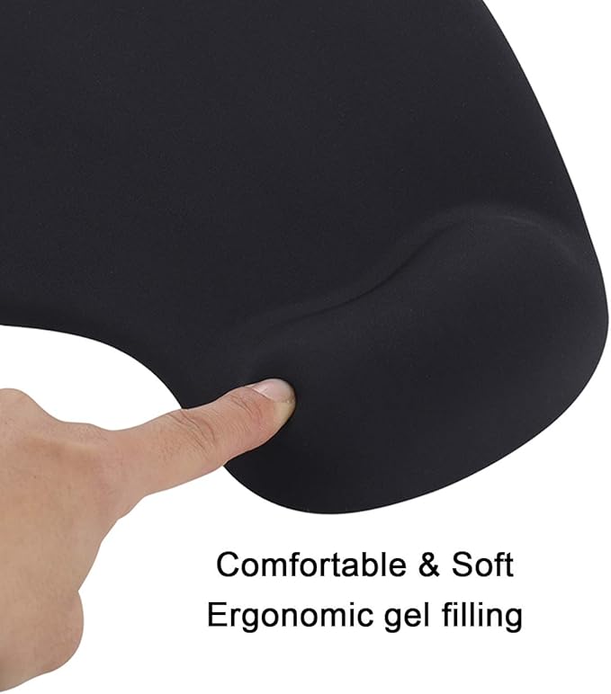 xinidc Ergonomic Computer Mouse Pad with Wrist Rest Support, Pain Relief Mouse Pad with Non-Slip PU Base for Home Office Working Studying (Black)