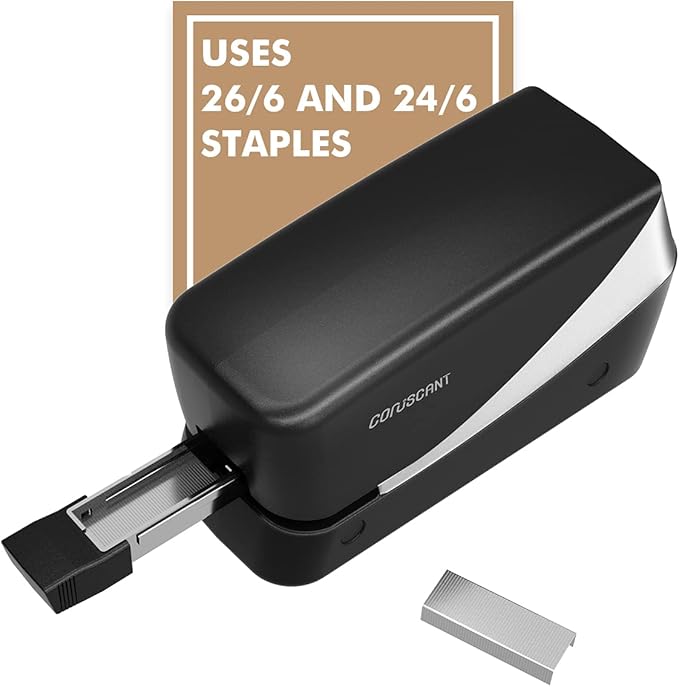 Coruscant Electric Stapler, Heavy Duty Desktop Stapler, Includes 2000 Staples and 1 Staple Remover, No-Jam Automatic AC or Battery Powered, 25 Sheet, Professional for Office Home School Use