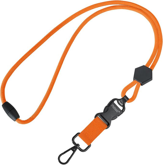 Fishent Breakaway Neck Lanyards for ID Badges, Adjustable Sturdy Round Cord Heavy Duty Key Lanyard with Detachable Buckle for Men Women Car Keys Card Holder (Orange)