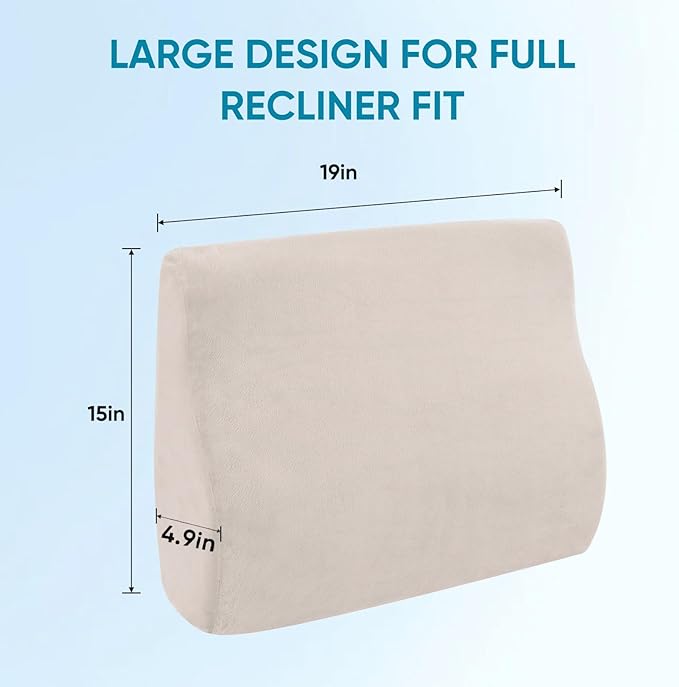AHUAWA Lumbar Support Pillow for Recliner Chair and Couch, Memory Foam Back Cushion Ergonomic Large Back Support Pillow for Lower Back Pain Relief, with Soft Velvet