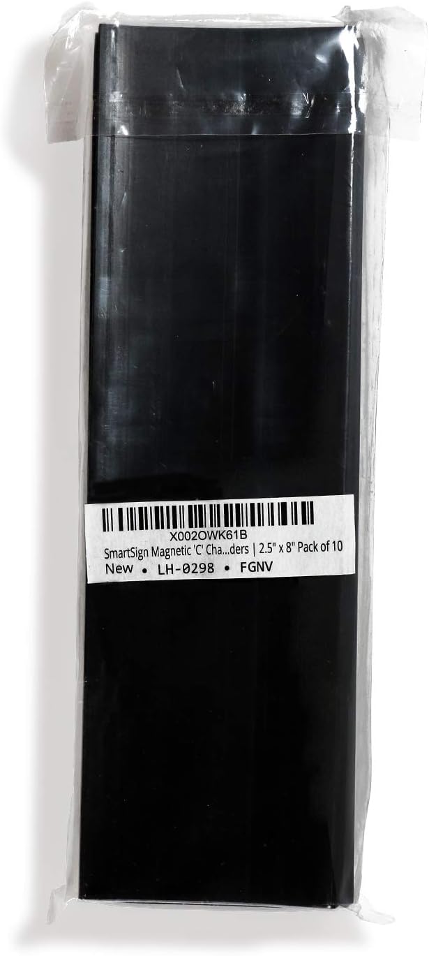 SmartSign Magnetic 'C' Channel Label Holders | 2.5" x 8" Pack of 10