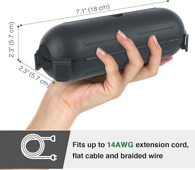 Flemoon [3 Pack] Outdoor Extension Cord Safety Cover with Waterproof Seal, Weatherproof Electrical Connection Box to Protect Outdoor Outlet, Plug, Socket, Christmas Holiday Decoration Light, Gray