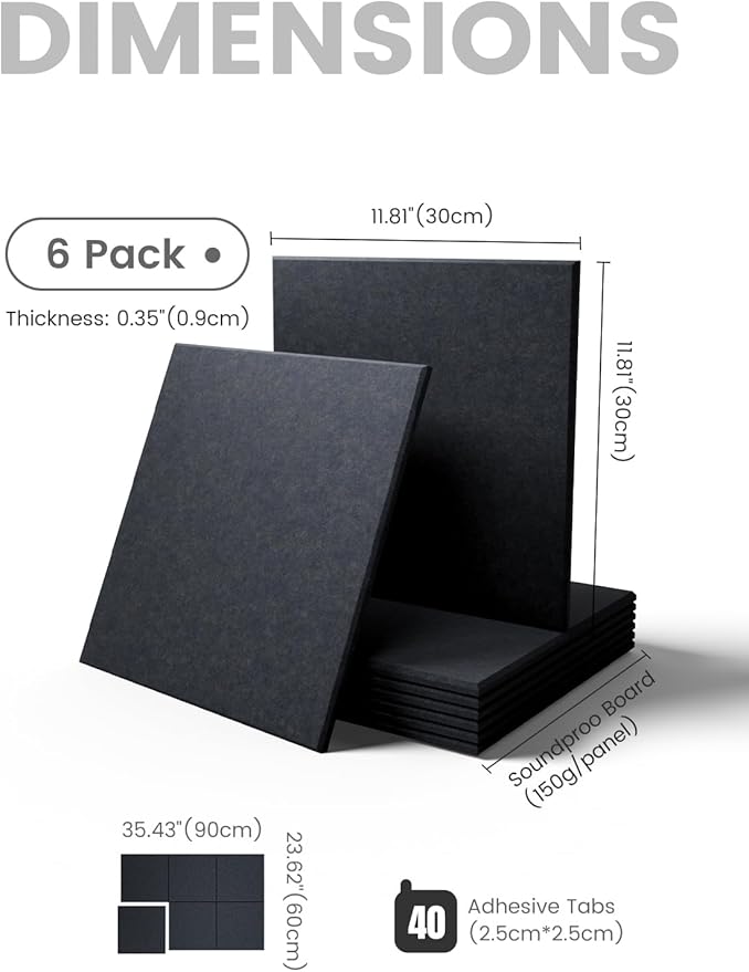 Fluxynara Large Felt Bulletin Board 36" x 24" Cork Board Alternative-6 Pack with 40 Safe Removable Adhesive Tabs, Cork Boards for Walls for Home Office Classroom Pin Board - Deep Charcoal Blue