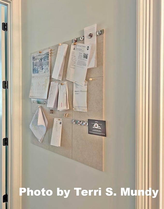 Large Cork Board Alternative | Felt Wall Tiles (12-Pack) | Aesthetic Felt Bulletin Board for Office, Home & Classroom | Office Wall Decor for Women | Pin Boards Bulletin Board Tiles | Ivory