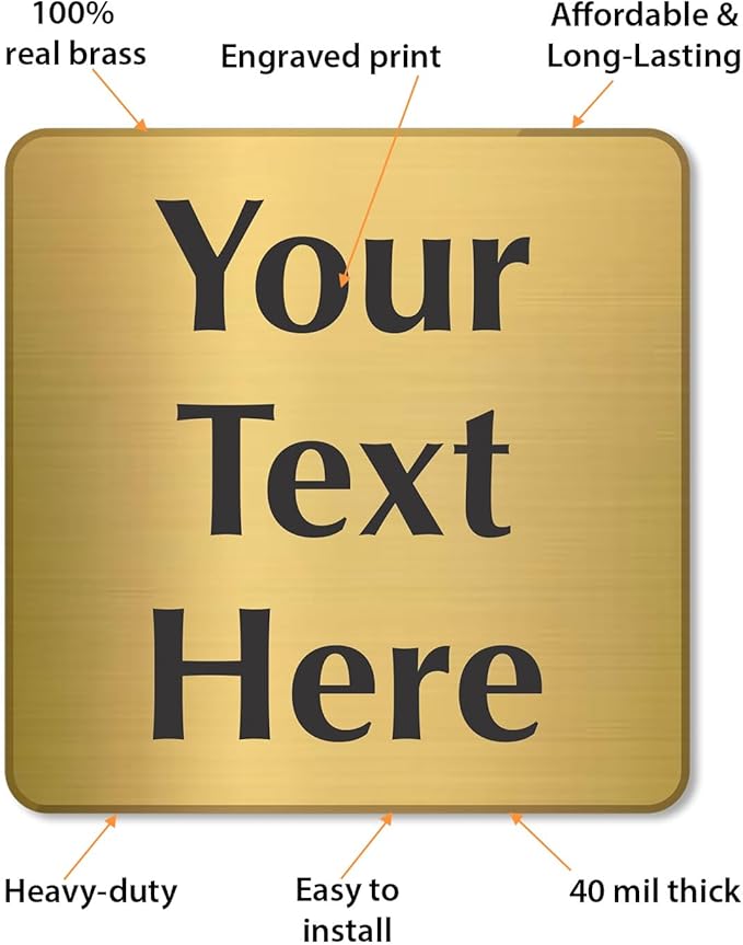 SmartSign Custom Brass Sign - 4" x 4", 40 mil REAL Bugle Brass Metal, Personalized Name Door Sign, Heavy-Duty Premium Engraved Door/Wall Mount Plaque for Business/Office, Gold and Black