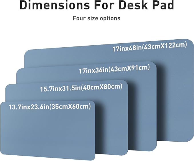 Aothia Leather Desk Pad Protector, Large Mouse Pad, Office Desk Mat, Non-Slip PU Leather Desk Blotter, Laptop Desk Pad, Waterproof Desk Writing Pad for Office and Home (Denim Blue, 23.6" x 13.7")