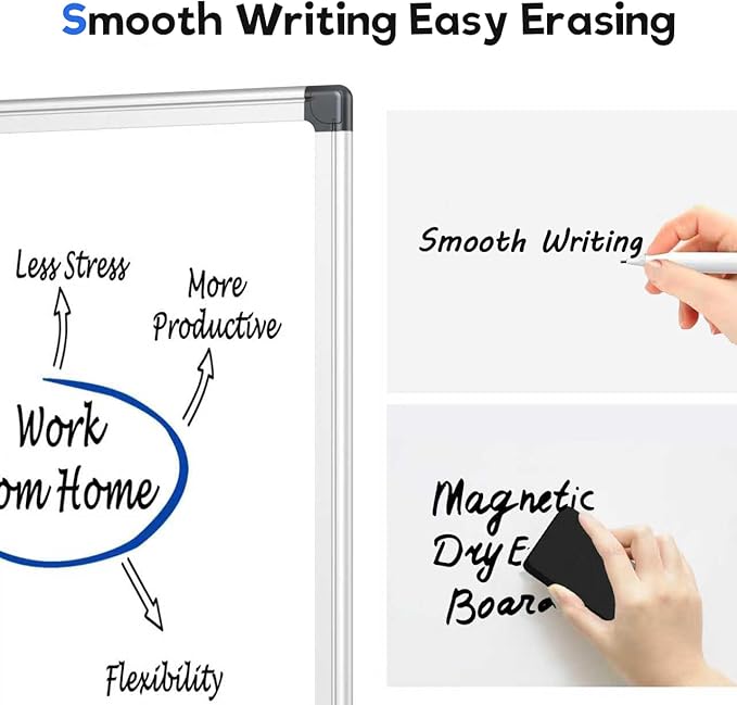 VUSIGN Magnetic Whiteboard 48" x 36", Large Dry Erase Board for Wall with Silver Frame, Wall-Mounted White Board for Office, Classroom & Home, Includes Markers, Magnets and Eraser