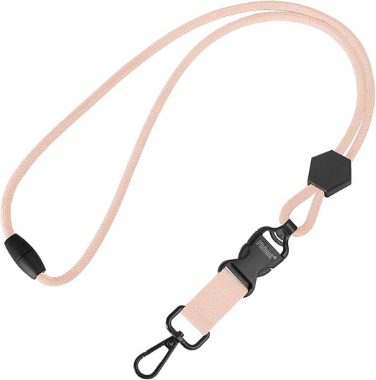 Fishent Breakaway Neck Lanyards for ID Badges, Adjustable Sturdy Round Cord Heavy Duty Key Lanyard with Detachable Buckle for Men Women Car Keys Card Holder (Pink Sands)