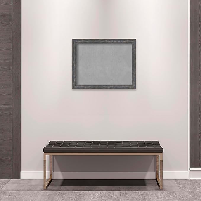 Amanti Art Grey Framed Magnetic Board 21x27 Medium Vision Board for use with Magnets, 100% Metal Sheet to Display Items as Office Decor or for Home Organization in mudroom, Kitchen or Kids Room