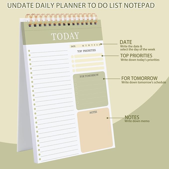 Thboxes 2 Packs To Do List Notepad, Total 208 Pages To Do List Notebook A5 Undated Daily Planner Notepad with Task Checklist Home Office School Supplies