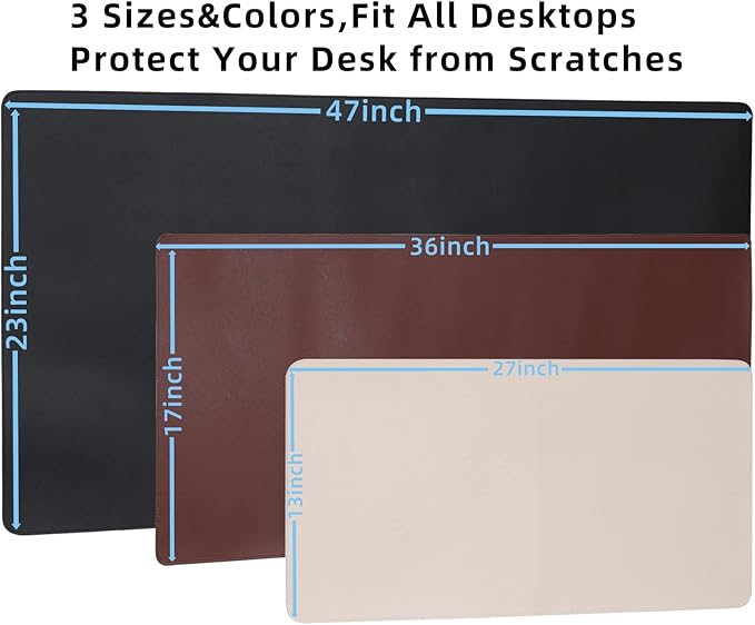 Wolaile Desk Pad 36x17 inches,PU Leather Desk Blotter,Non-Slip Base Waterproof Surface Office Desk Mat Protector,Old Desktop Cover Decor,Large Mouse Pad,Black