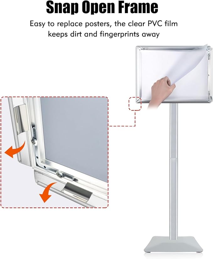 Golemas Sign Stand for Display, 11lbs Integrated Rod Heavy Duty Pedestal Floor Signage Stand Holder, for Outdoor or Indoor Advertising (8.5 x 11, Silver, 3Pack)