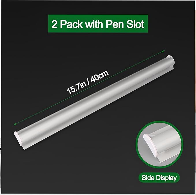 2 Pack Ticket Holders Receipt Holder for Restaurant, No Drill Restaurant Order Ticket Holders for Kitchen Office Walls Refrigerator Home Pubs Bars Cafes(16 Inch, Sliiver, 2p)