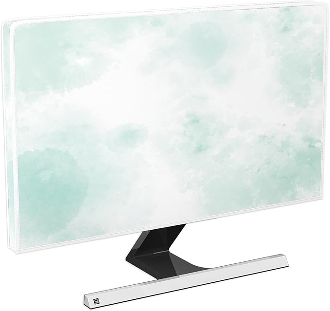 Baocicco Abstract Watercolor Waterproof TV Display Screen Cover 75 Inch Cyan Marble Dip Dyeing Dust Proof TV Covers for Television Screen Anti-Static Dustproof Protective，Mint Green