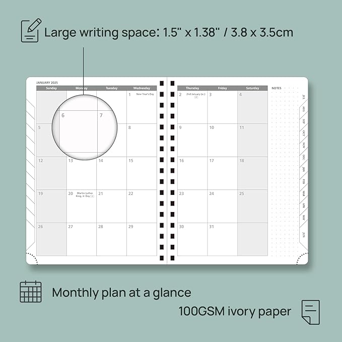 POPRUN Planner 2025-2026 (Medium - 6.5'' x 8.5'') Academic Weekly Calendar (July 2025 - June 2026) with Hourly Time Slots, Monthly Tabs, 100GSM Thick Papers, Spiral Leather Cover - Burgundy Red