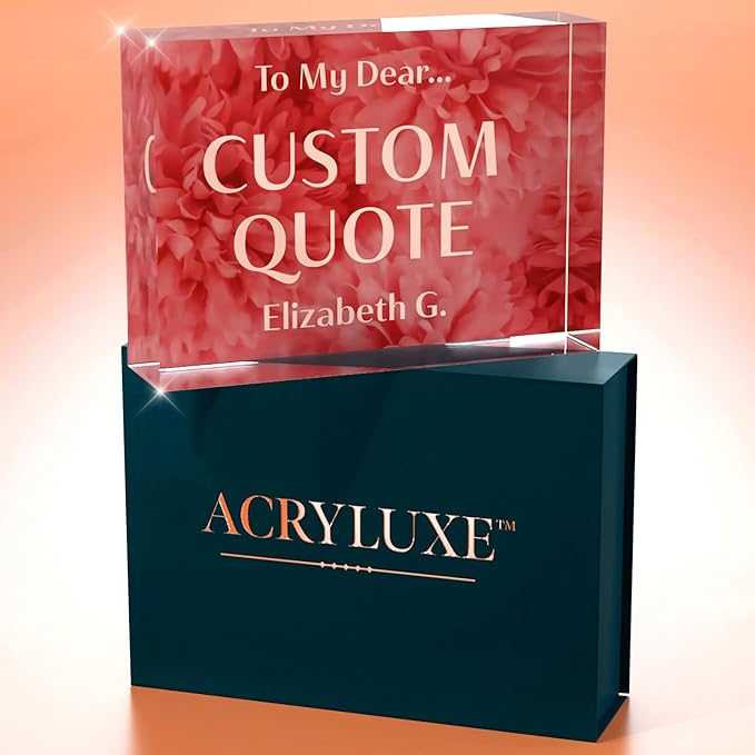 Personalized Gifts, Custom Quote Block Letter Board,Crystal-Clear Acrylic With Gift Box,17 Styles, Holiday and Christmas Gift for Mom, Dad, Girlfriend, Him or Her, Husband, Wife (5"x7, Rosy)
