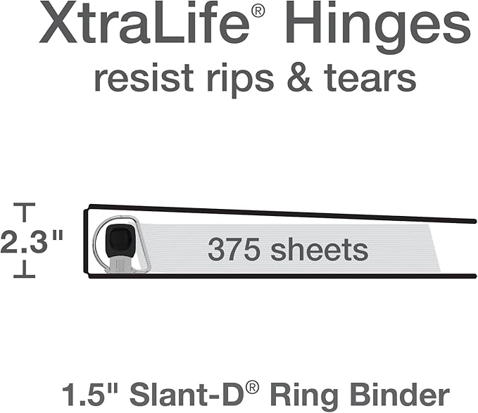 Oxford 3 Ring Binders, Binders for School, 1.5 Inch ONE-Touch Easy Open D Rings, 3-Sided View Binder Covers, Xtralife Hinge, Non-Stick, PVC-Free, Natural Pastels, 375-Sheet Capacity, 4 Pack (79918)