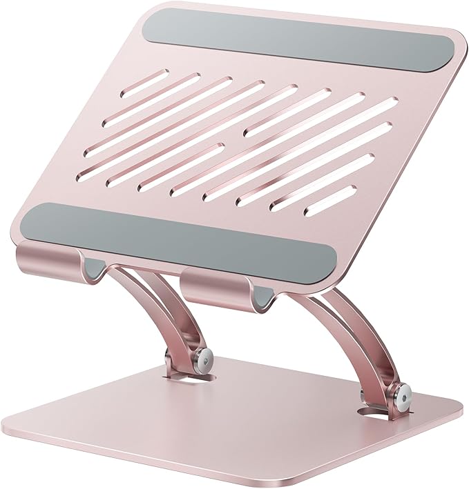 tounee Tablet Holder Stand, Dual Rod Adjustable Aluminum Desktop Stand, Compatible with 4.7-16.9" iPads, Surface Tablets, Portable Monitor, Kindle and More (Rose Gold)