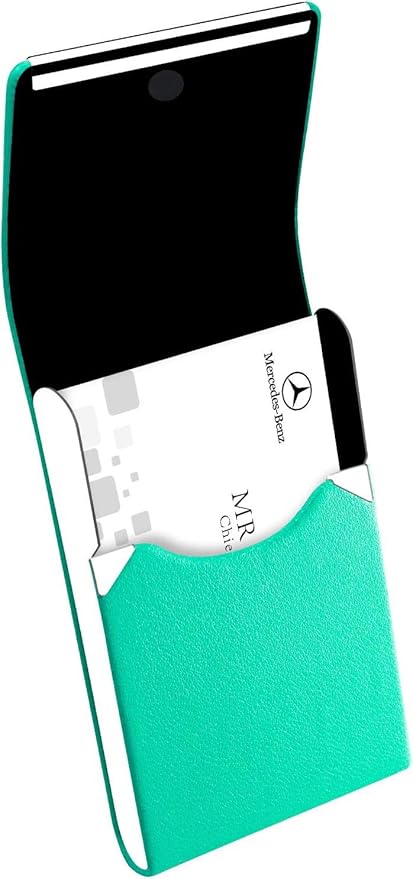 Padike Professional Business Card Holder PU Leather Business Card Case Name Card Holder Slim Metal Pocket Card Holder with Magnetic Shut (Y-Lake blue)
