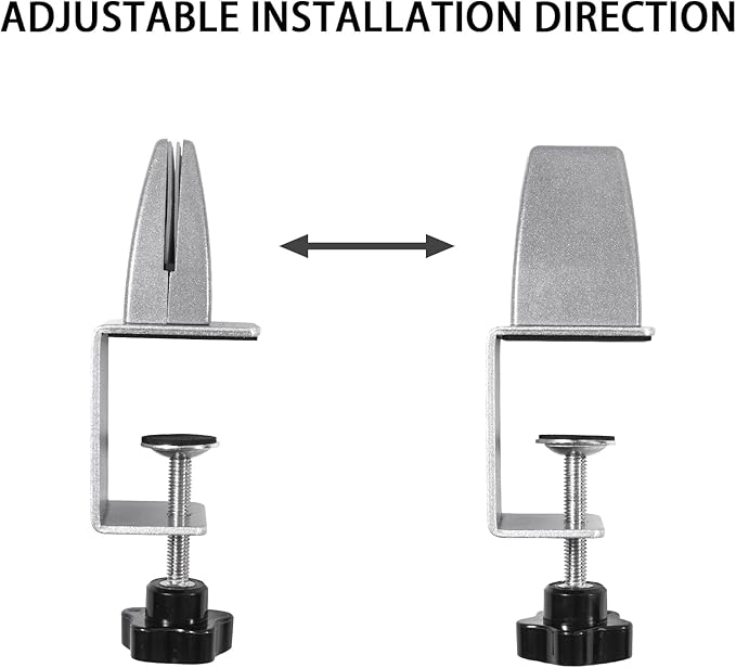 Heavy Duty Sneeze Guard Clamp For 0.1" to 1" Thick Panel,Desk Partition Support Clamps,Adjustable Aluminum Desktop Divider Holder,Easy to Install Desk Privacy Panel Clips, 4 Pack,Silver