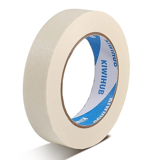KIWIHUB Beige White Painters Tape,1 inch x 60 Yards - Medium Adhesive White Masking Tape for Painting,Labeling,DIY Crafting, Decoration and School Projects
