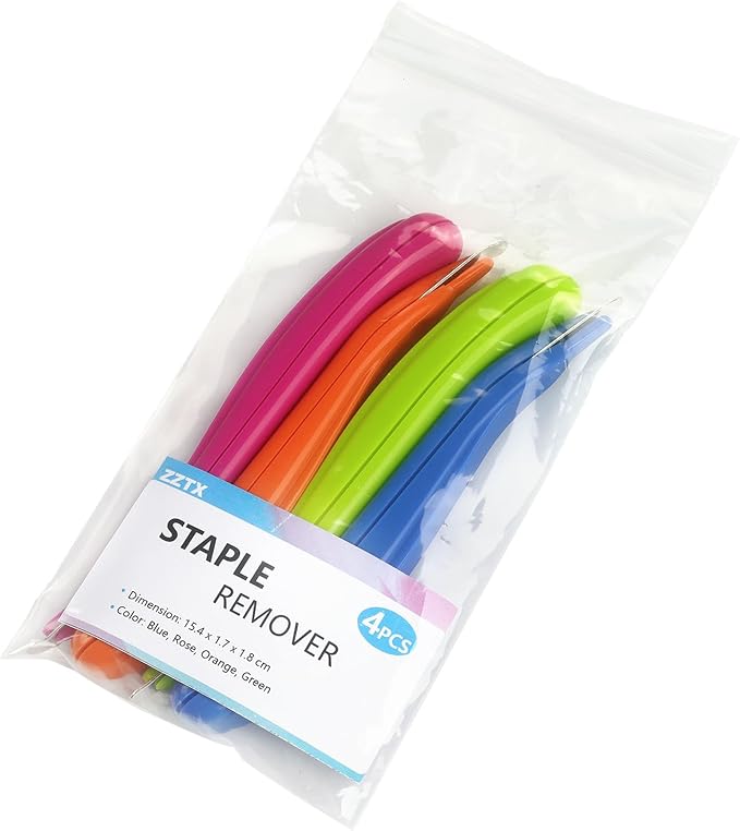 ZZTX 4 PCS Professional Magnetic Staple Remover Puller Staples Remover Staple Removal Tool for School Office Home 4 Colors