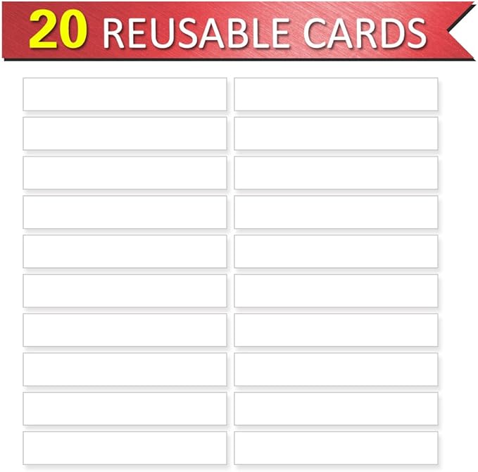 Blue Tabletop Desktop Pocket Chart with Bonus 20X Dry Erase Cards. Double Sided and Self-Standing (13” X 12”)