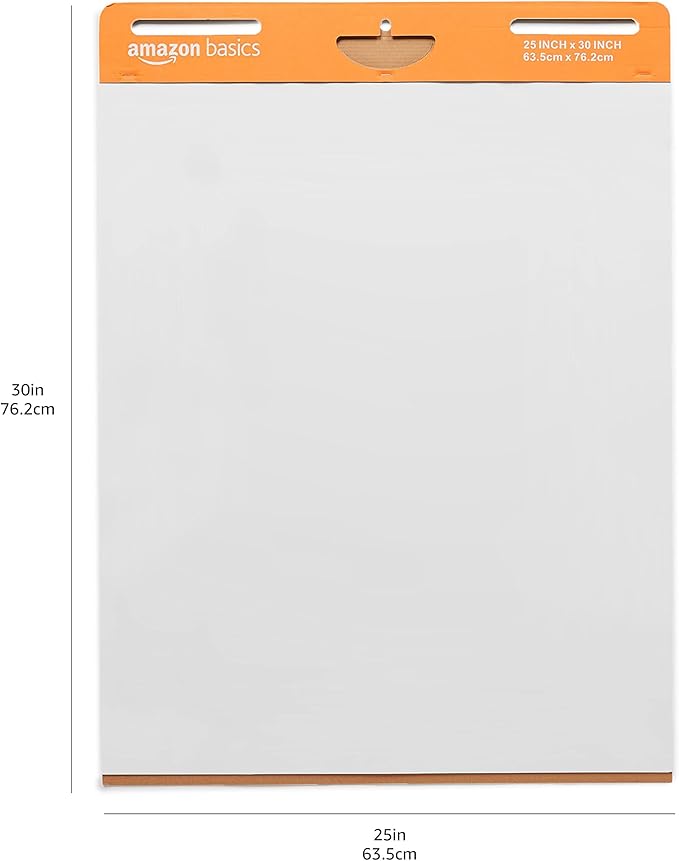 Amazon Basics Sticky Easel Pads for Presentations, 25 x 30 Inch, White, 2 Count