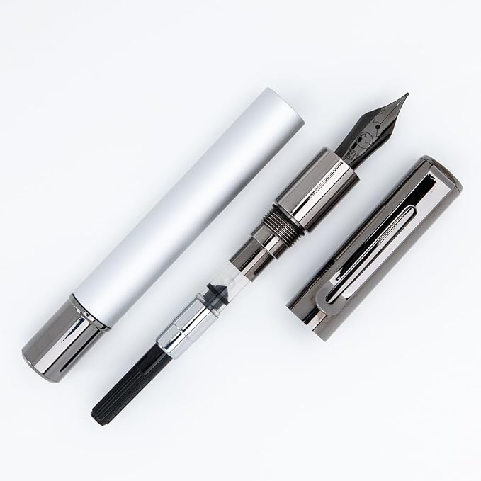 Monteverde USA Ritma Fountain Pen in Silver – Medium Nib, Balanced JoWo Stainless Steel, Refillable Ink Cartridge/Converter – Perfect for Professionals & Writing Enthusiasts