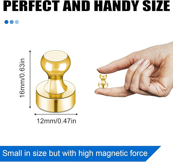 LOVIMAG Fridge Magnets 40Pcs Refrigerator Whiteboard Small Strong Magnet Classroom Kitchen Accessories Decorative Locker Set Decor Must Haves Office Calendar Refrigerador Magnetic Cute Crafts Gold