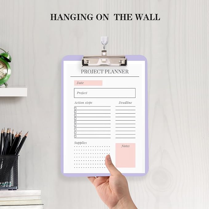 TFDLCG zm 1 PCS Purple Clipboard with Pen Holder, Standard A4 Letter Size,Nursing Clip Boards 8.5x11 Heavy Duty, Low Profile Clipboards for Women Kids Teacher, School Office Home Work