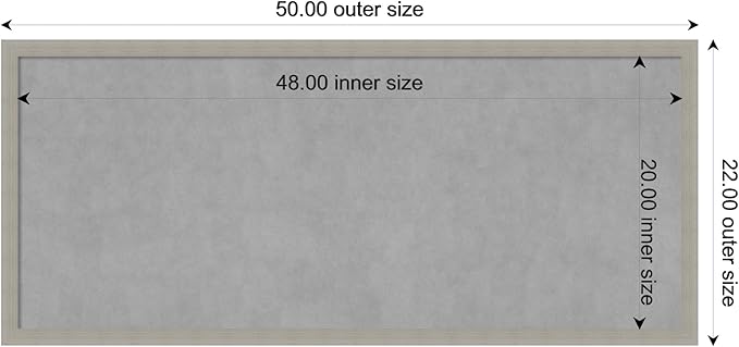 Amanti Art Grey Framed Magnetic Board 22x50 Oversize Vision Board for use with Magnets, 100% Metal Sheet to Display Items as Office Decor or for Home Organization in mudroom, Kitchen or Kids Room