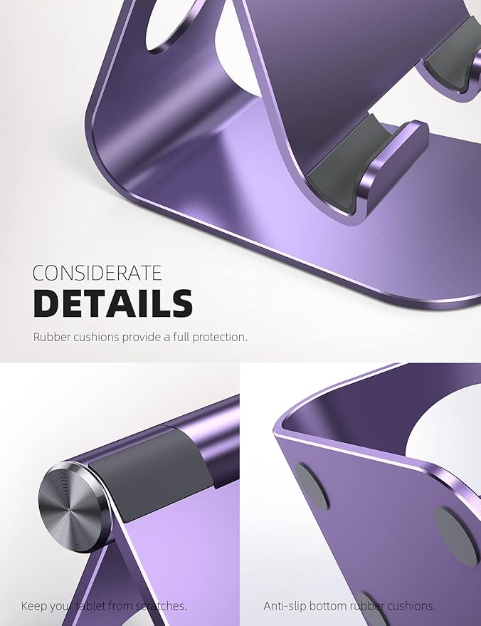 Lamicall Tablet Stand, Adjustable Tablet Holder - Desktop Stand Dock Holder Compatible with 4-13" Tablets Such as iPad Pro 11, 9.7, 10.5, 12.9 Air Mini, Kindle, Tab, iPhone Air 17 Pro Max, Purple