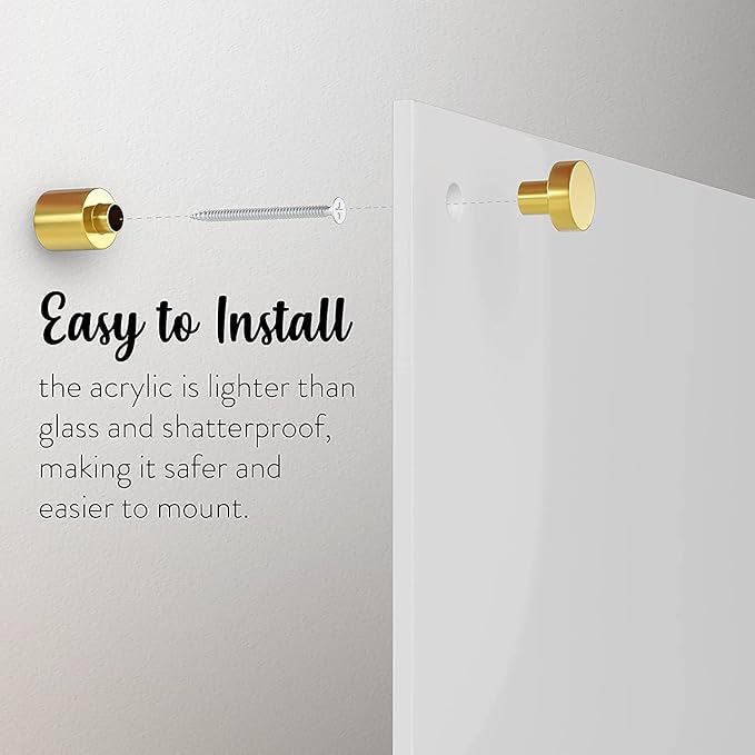 Acrylic Dry Erase Board for Wall with Stylish Border - Shipped Next Day, Made in USA, Non-Magnetic Whiteboard, Wall Mounted Board, Easy to Clean (White - 30x48)