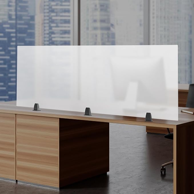 KONKENIE Acrylic Office Privacy Partition Indoor Desk Divider Guard Rectangle Desktop Privacy Panel Privacy Shield Screen for Classroom Office Reception Station Bakery Translucent (60x22x2”,1PCS)