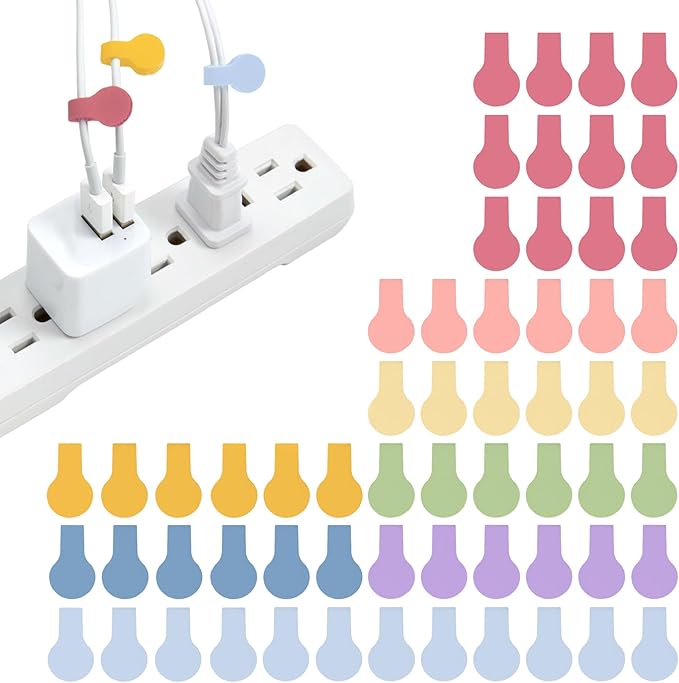 Wrap-It Storage Cable Labels - Mini, Macaron (60 Pack) - Colorful Charger & Wire Labeler for Cord Organization