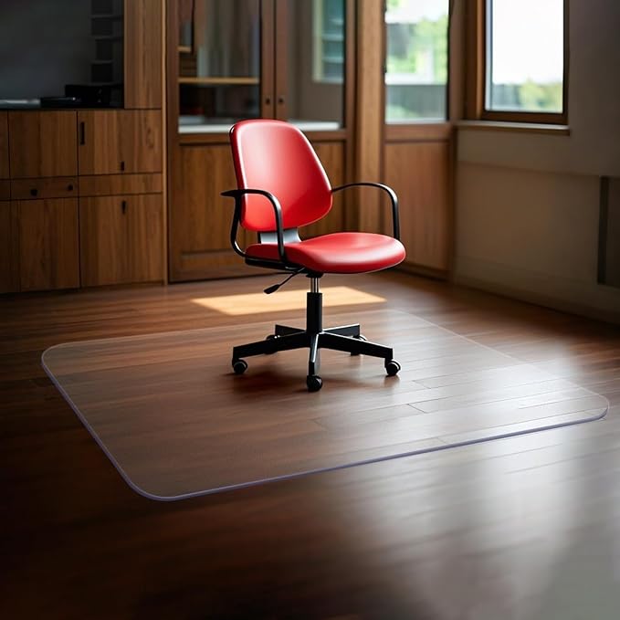 SOONAN Office Chair Mat for Hardwood Floor, 63" x 51" x 0.08" Clear Office Floor Mat, 0.08" Thickness Heavy Duty Computer&Desk Chair Mat,Floor Protector Chair Mats