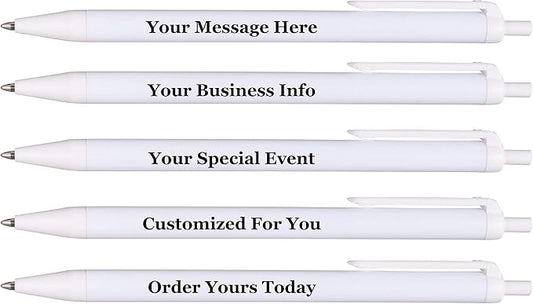 RevMark Personalized Ballpoint Pen, Custom Printed Name, Business or Event Information, Timeless Advertising, USA Made Pens, Promotional Marketing, Smooth Black Ink, Bulk Pack (White,1000 Ct.)