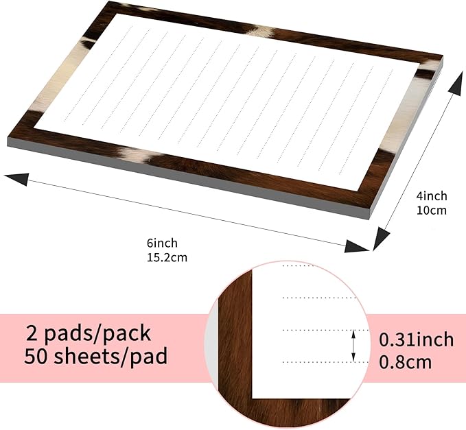SXboxing Sticky Notes 4X6 Inches, 2 Pack Large Cute Self-Stick Pads, Bright Funny Memo Pads Easy to Stick for Home, Office Retro Cowhide