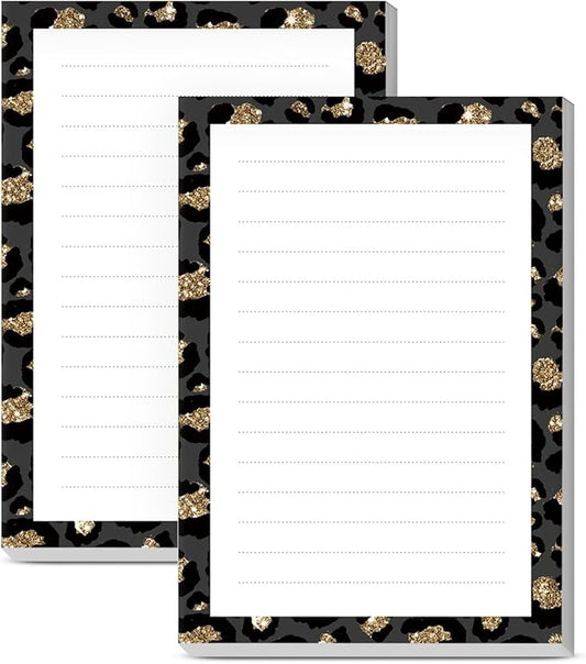 SXboxing Sticky Notes 4X6 Inches, 2 Pack Large Cute Self-Stick Pads, Bright Funny Memo Pads Easy to Stick for Home, Office Glitter Gold Leopard