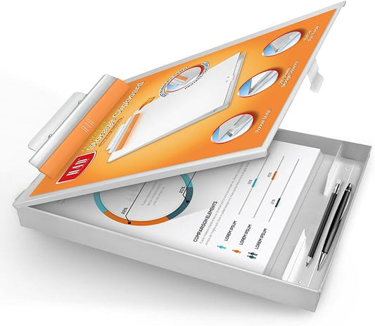H4D Aluminum Clipboard with Storage, Metal Form Holder, Rubber Covered Clip Protects Paper and No Indentations Left, Letter Size