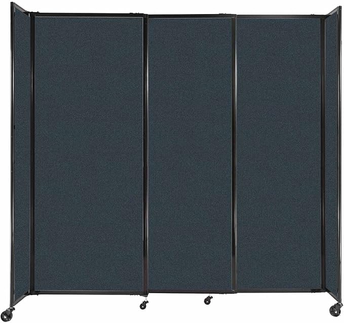 Versare Straightwall Sliding Portable Wall Partition | Freestanding Office Dividers | Locking Wheels | Temporary Room Separator | 7'2" Wide x 6'10" Tall Blue Spruce Fabric Panels
