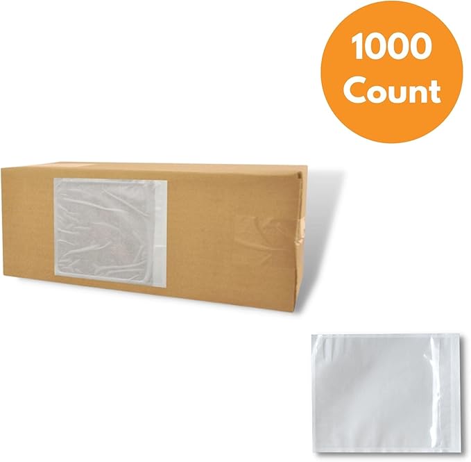 PSBM 1000 PCS 7.5 x 5.5 Inch Clear Blank Packing List Envelopes, Shipping Documents Pouches/Sleeves for Mailing Labels, Invoices, Documents and Packing Slips